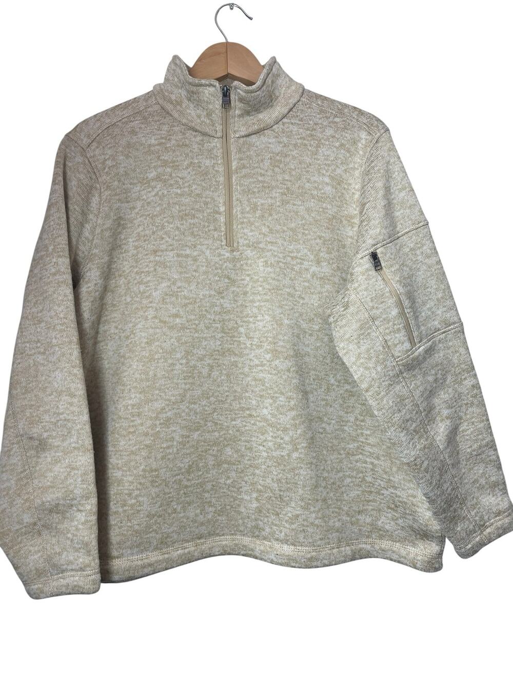 Lands End Fleece Quarter Zip Pullover Shirt !1X Cream Oatmeal Womens
